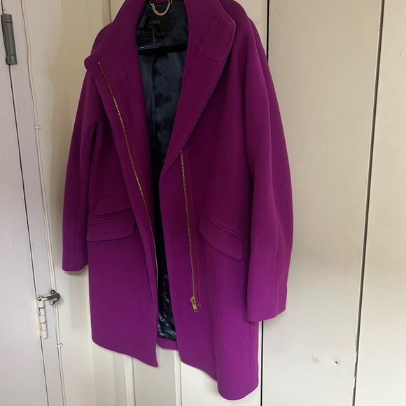 J.Crew Cocoon Coat in Italian Stadium Cloth – Bright Plum Purple – Size 6 - Picture 5 of 16